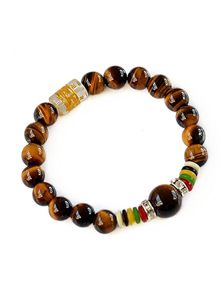 Tiger Eye Beads Bracelet with Om Mani Padme Hum for protection Tiger Eye Beads Bracelet with Om Mani Padme Hum for protection