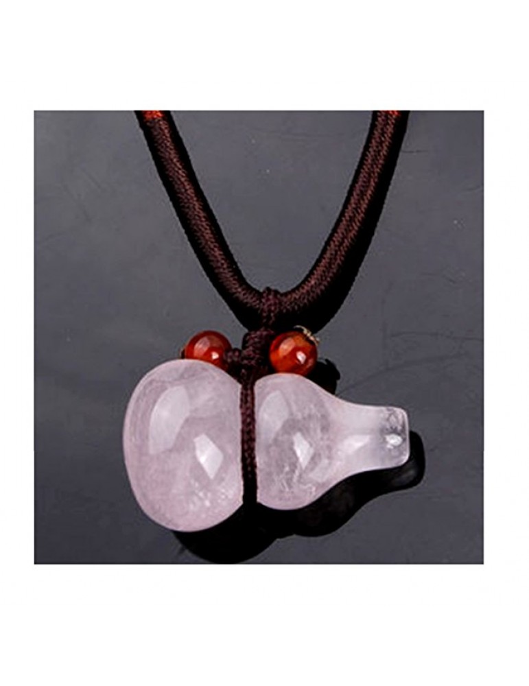 Feng Shui Natrual Rose Quartz Wu Lou Necklace for Protection  Feng Shui Natrual Rose Quartz Wu Lou Necklace for Protection