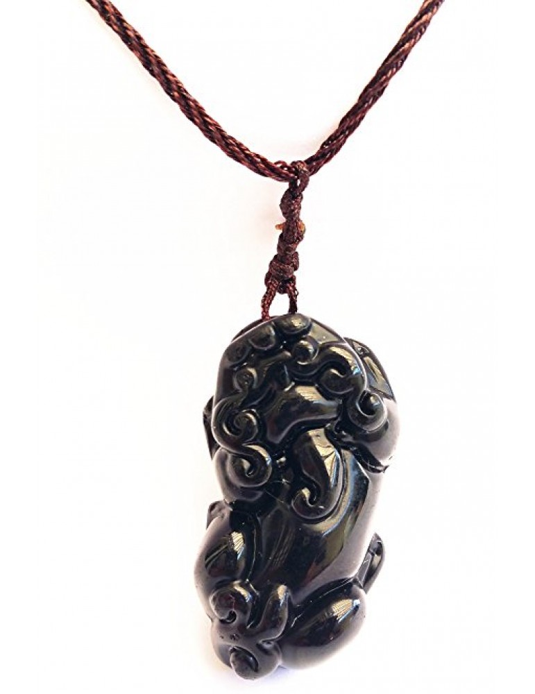 Feng Shui Obsidian Pi Yao Pendant Necklace for Wealth Luck Feng Shui Obsidian Pi Yao Pendant Necklace for Wealth Luck