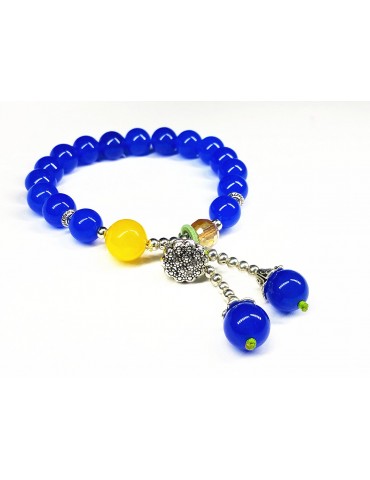Feng Shui Handmade Blue Agate Beads Bracelet