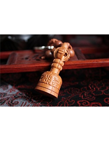 Feng Shui Hand Curved Peach Wood Anti Negative Bell Key Ring