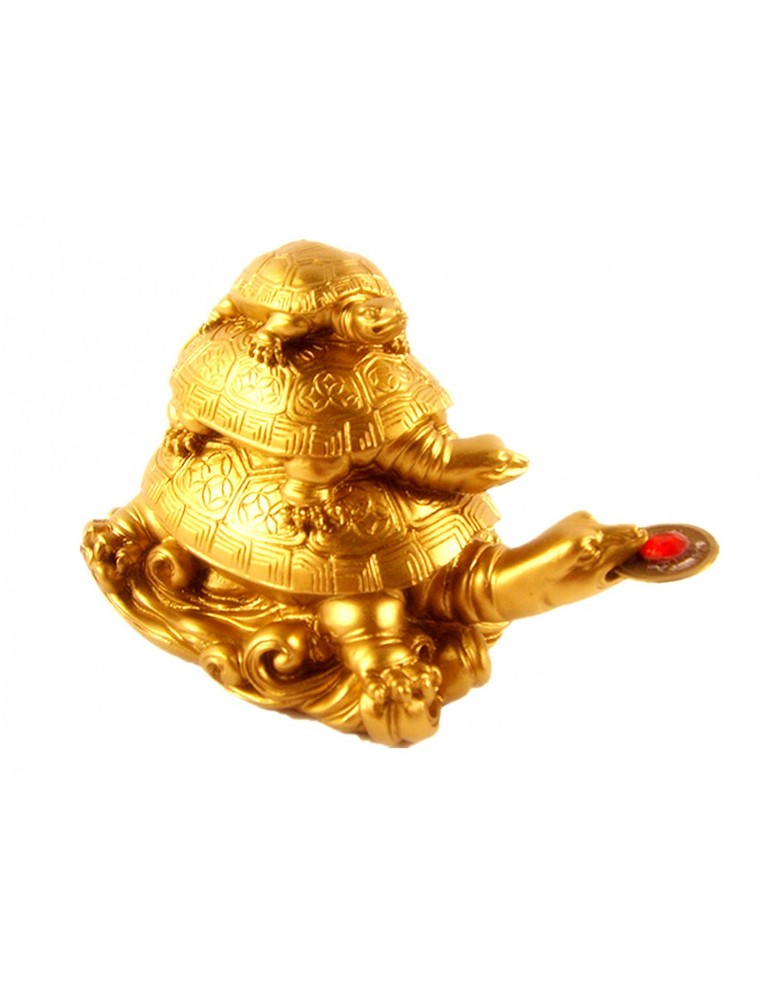 Feng Shui Three Tortoises Stacking Together for Longevity and Descendents Luck 